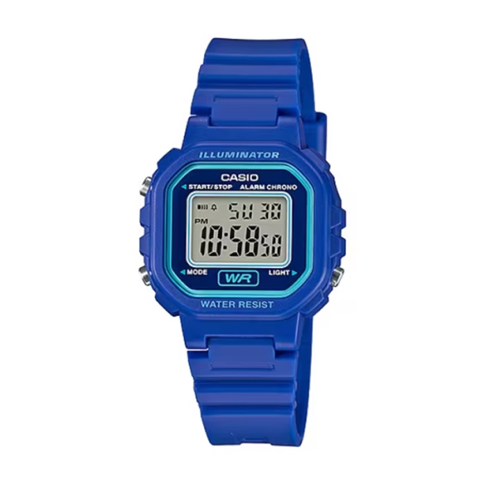 【CASIO 卡西歐】經典方形輕巧休閒電子腕錶-寶藍款/LA-20WH-2A