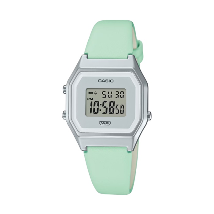 【CASIO 卡西歐】復古柔霧配色方形電子腕錶-蘋果綠/LA680WEL-3