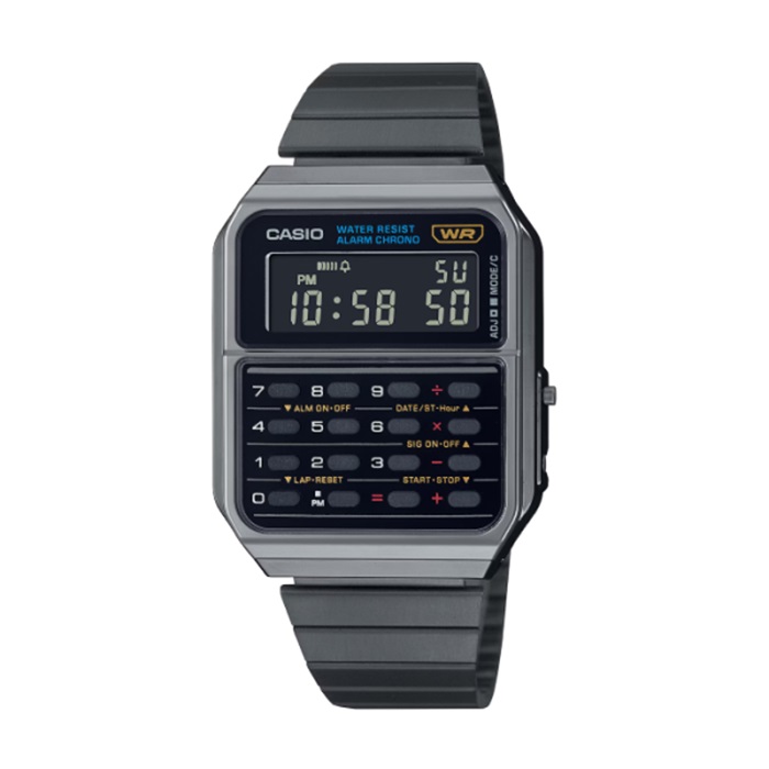 【CASIO 卡西歐】重金屬感計算機數位顯示腕錶-復古黑/CA-500WEGG-1B