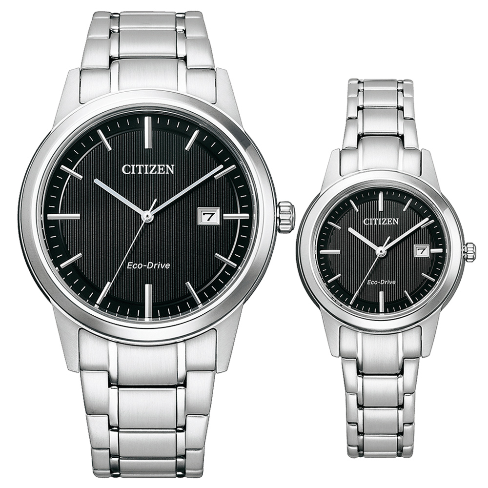 CITIZEN 星辰 光動能情侶手錶 對錶 AW1231-66E+FE1081-67E