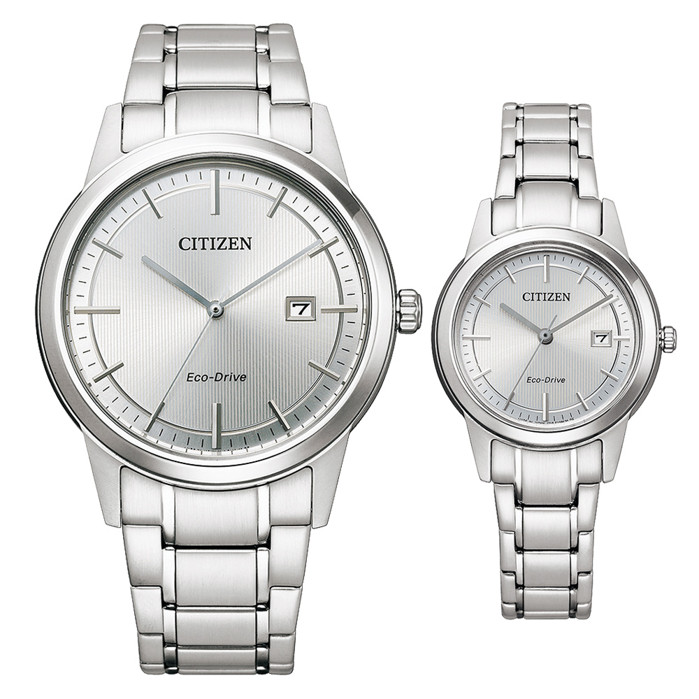CITIZEN 星辰 光動能情侶手錶 對錶 AW1231-66A+FE1081-67A