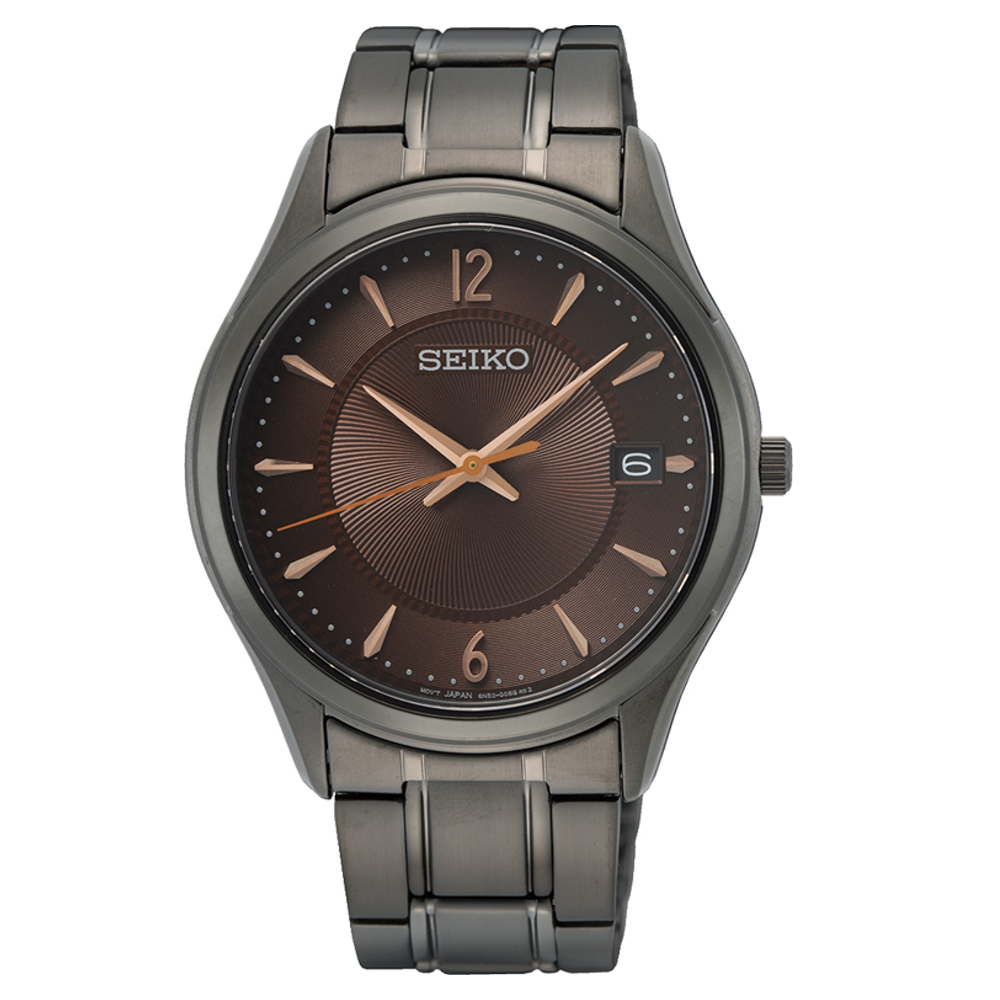 SEIKO 經典黑鋼藍寶石鏡面腕錶6N52-00D0U(SUR519P1)