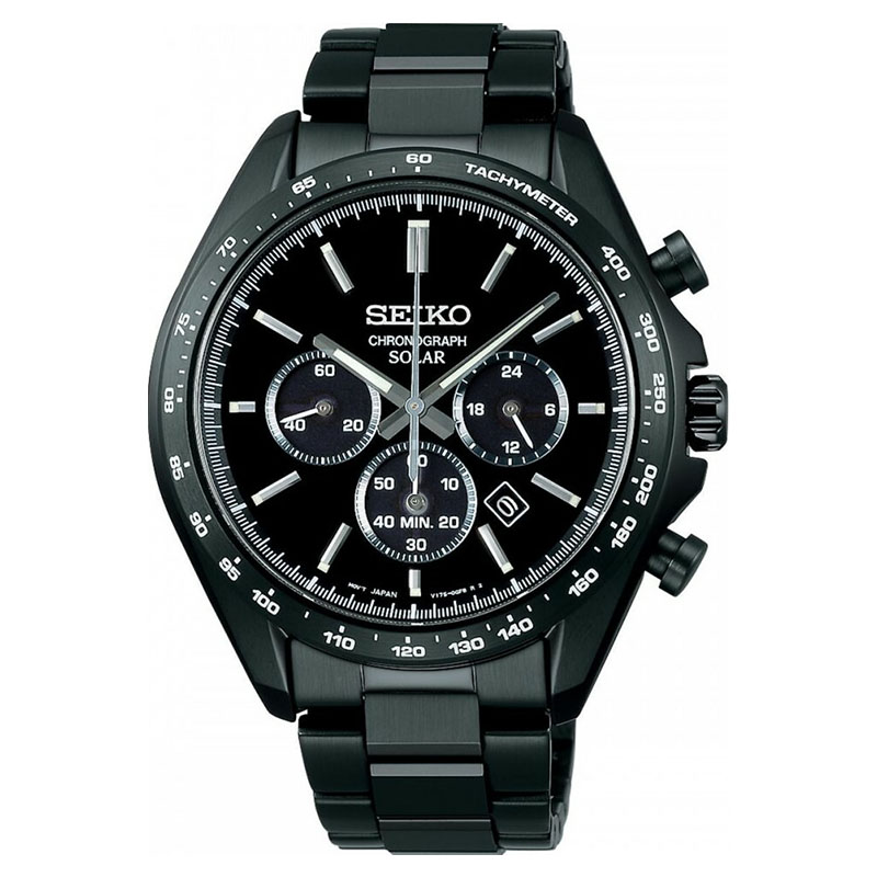 【SEIKO】精工 SBPY169J 太陽能 藍寶石鏡面 鋼錶帶 三眼計時男錶 V175-0FA0SD 黑 42.2mm