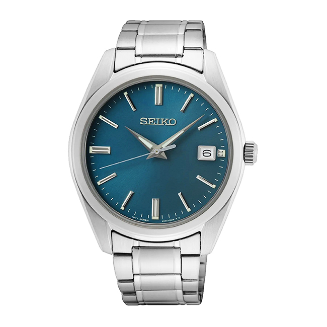 【SEIKO】精工 SUR525P1 簡約三針 日期顯示 藍寶石鏡面 鋼錶帶男錶 6N52-00A0U 淺藍 39.5mm