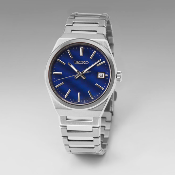 【SEIKO】精工 SUR555P1 藍寶石鏡面 日期 鋼錶帶男錶 6N52-00H0B 藍/銀 39mm