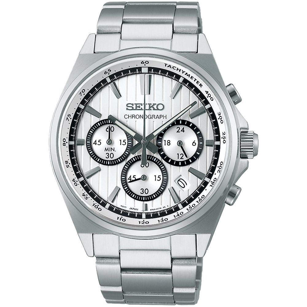 SEIKO精工 CS系列 條紋設計賽車計時手錶-41mm(SBTR031J/8T63-01T0S)