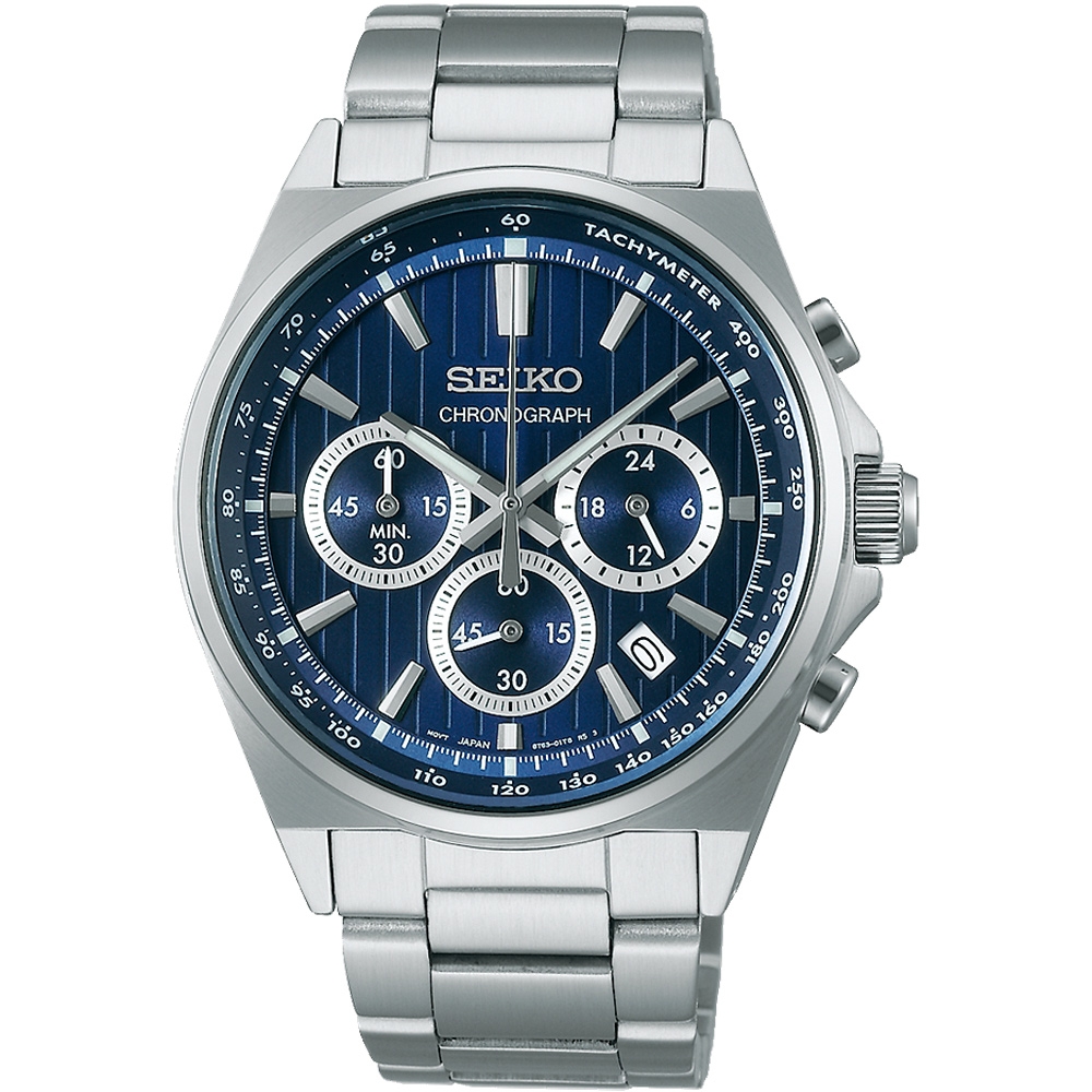 SEIKO精工 CS系列 條紋設計計時腕錶-41mm(8T63-01T0B/SBTR033J)