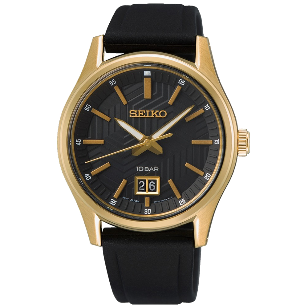 SEIKO 精工 CS系列都會簡約時尚腕錶/黑X金/39mm (6N76-00K0C/SUR560P1)