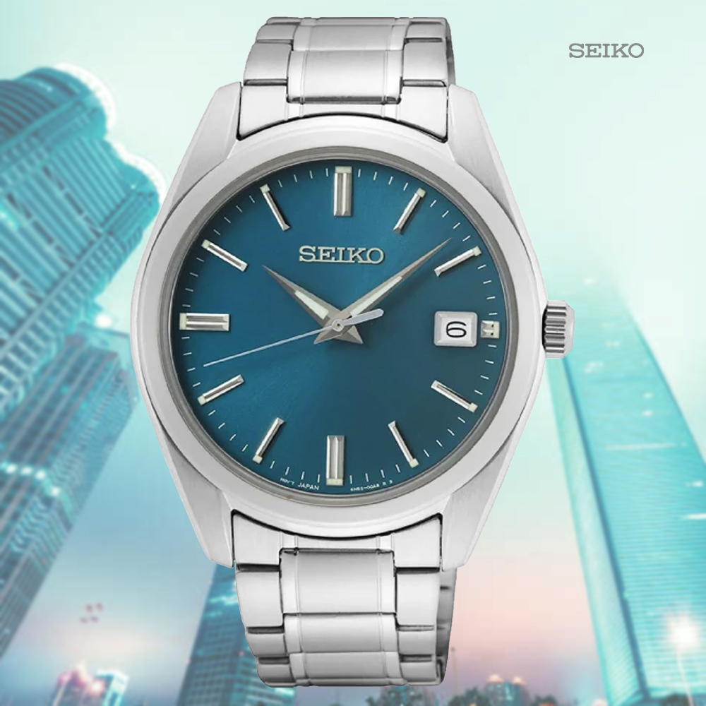 SEIKO 精工 CS系列 現代簡約 時尚紳士石英錶-湖水藍40mm(SUR525P1/6N52-00A0U)