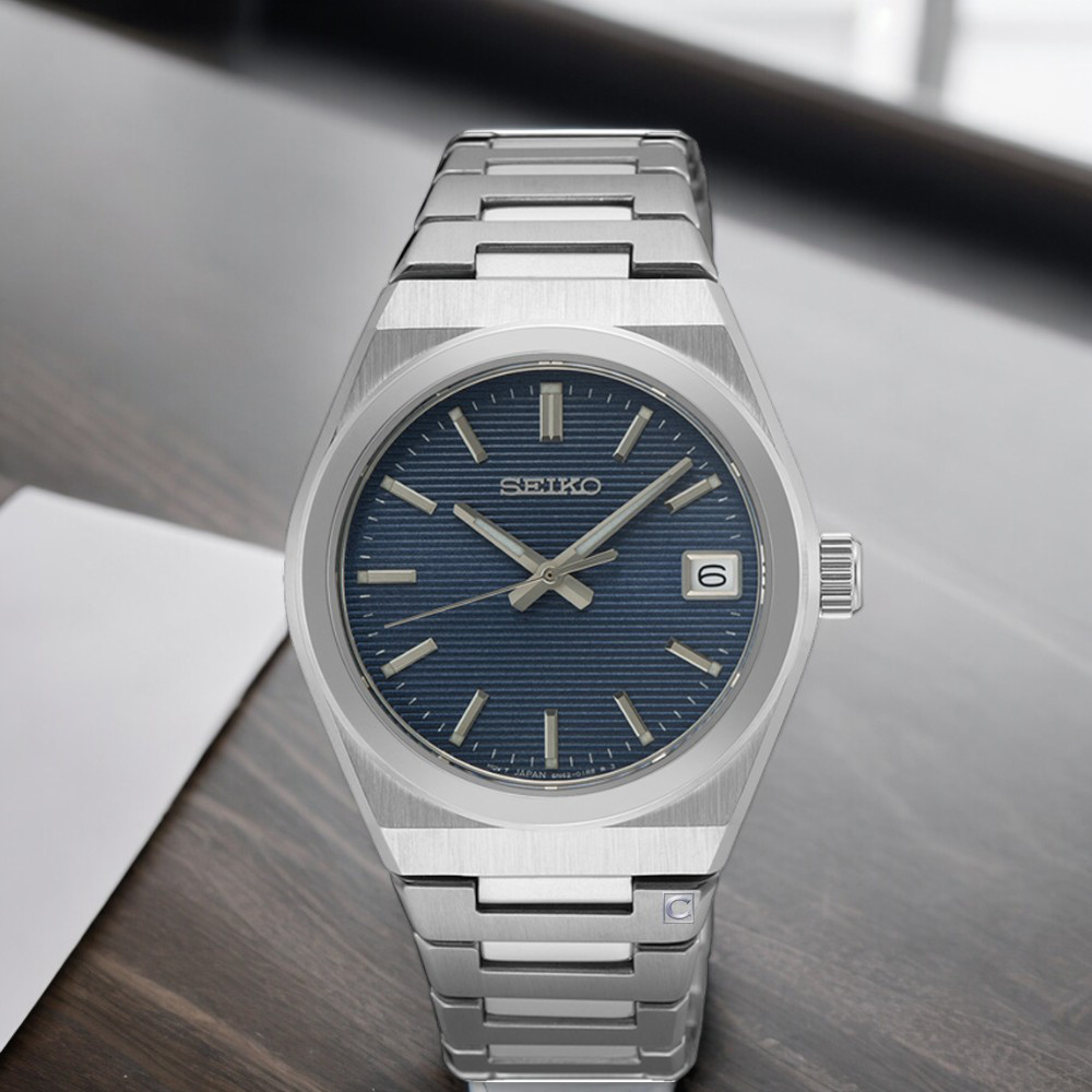 SEIKO 精工 CS系列 條紋 大三針 石英手錶-34mm (SUR575P1/6N42-00N0B) SK040