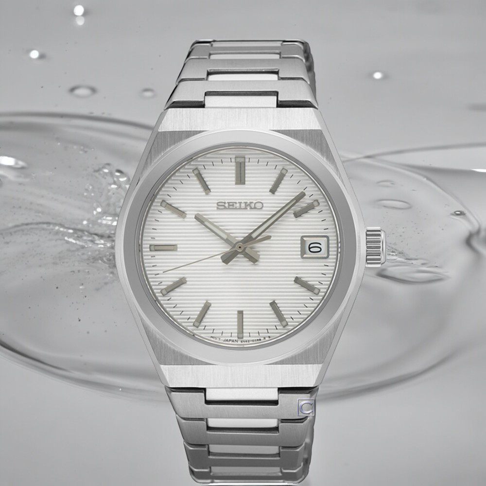 SEIKO 精工 CS系列 簡約 指標錶 手錶 禮物 藍寶石水晶鏡面-34mm (SUR573P1/6N42-00N0S)