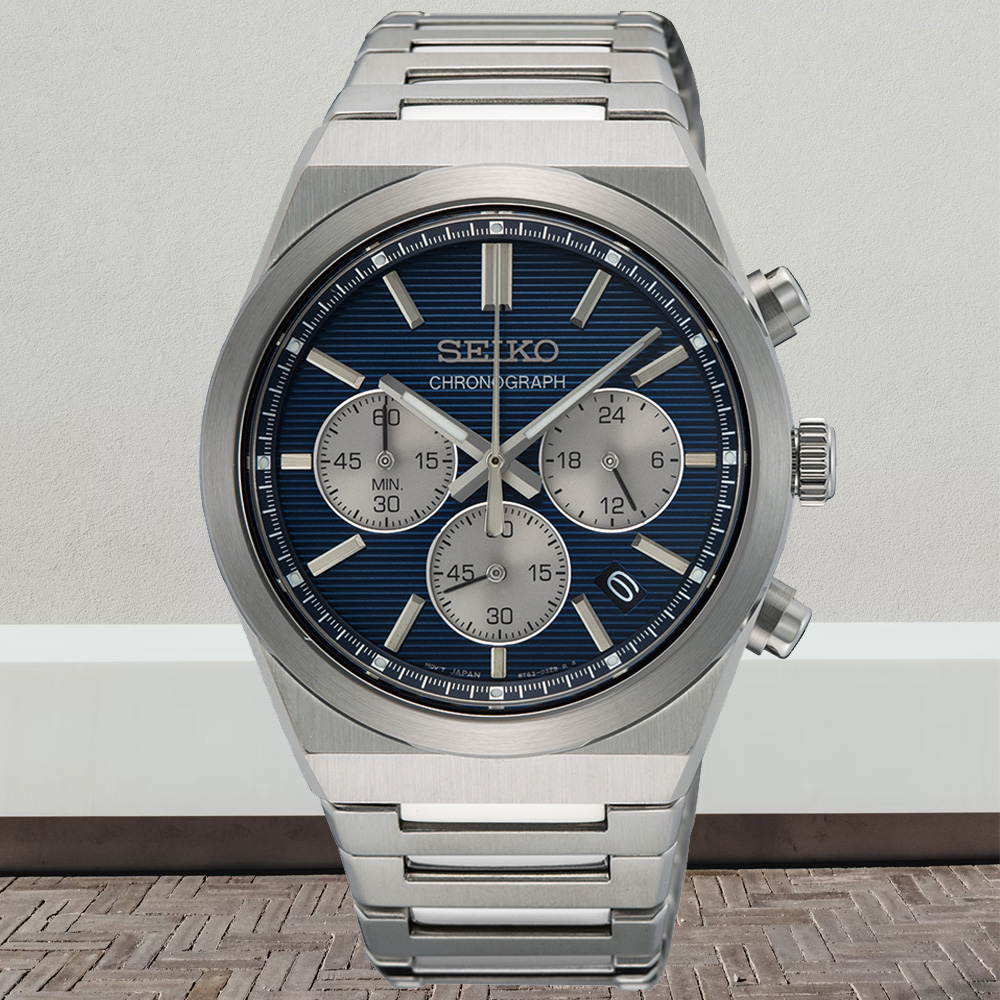 SEIKO 精工 CS系列 三眼計時腕錶 40mm (8T63-02F0B/SSB453P1)