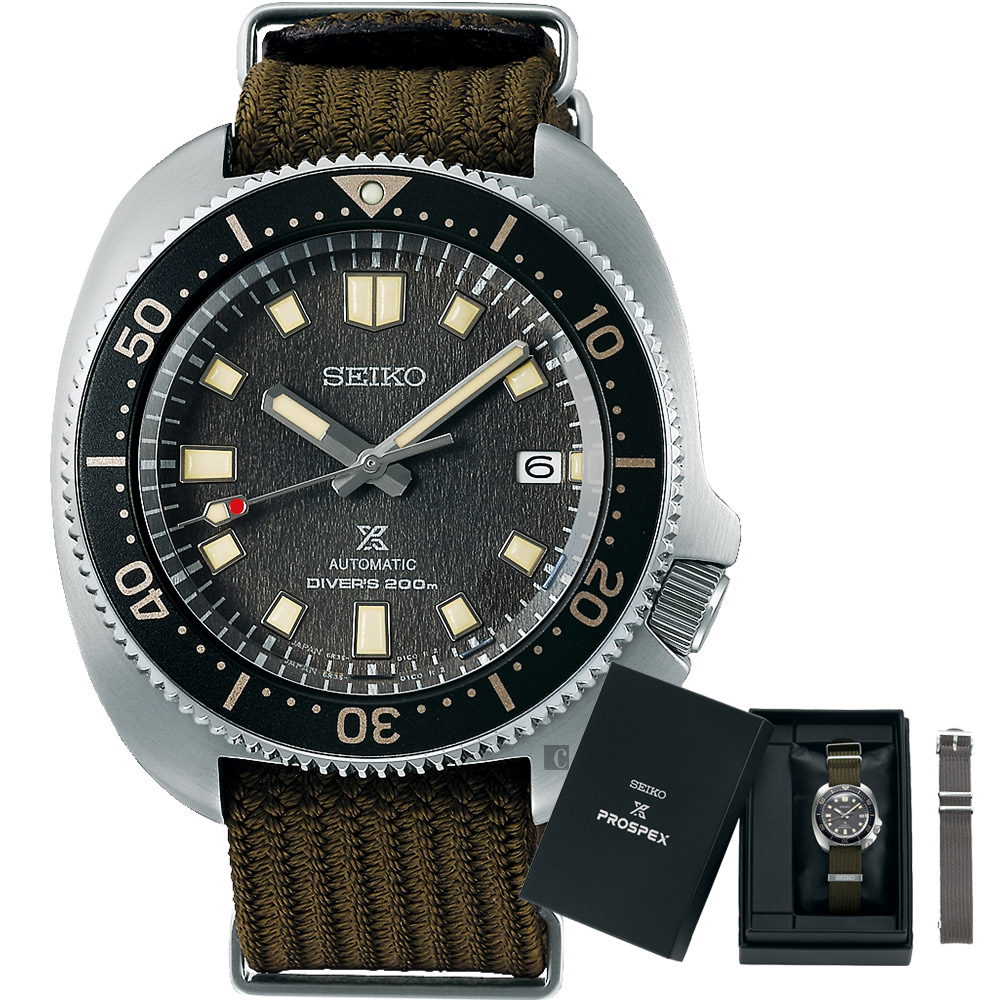 SEIKO 精工 Prospex DIVER SCUBA 1970現代版 200米潛水機械錶 套錶 6R35-00T0N(SPB237J1)