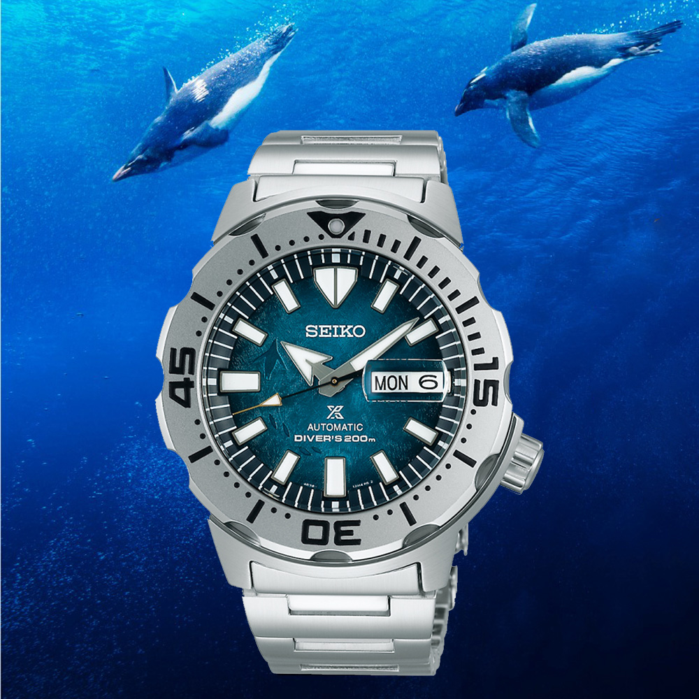 SEIKO 精工 Prospex 南極企鵝遨遊潛水機械錶-藍/42.4mm4R36-11C0G(SRPH75K1)