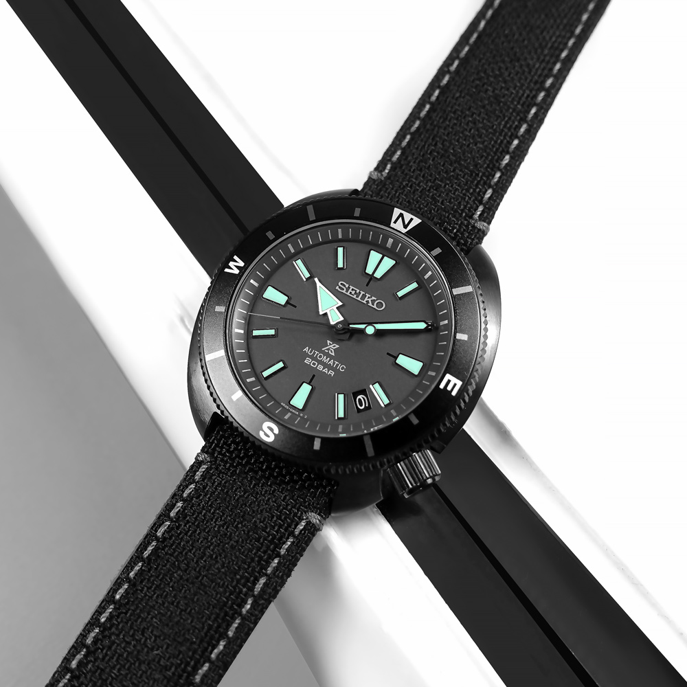 SEIKO 精工 / 4R35-05H0C / 限量 PROSPEX 陸龜 潛水錶 機械錶 尼龍帆布手錶 黑色 42mm