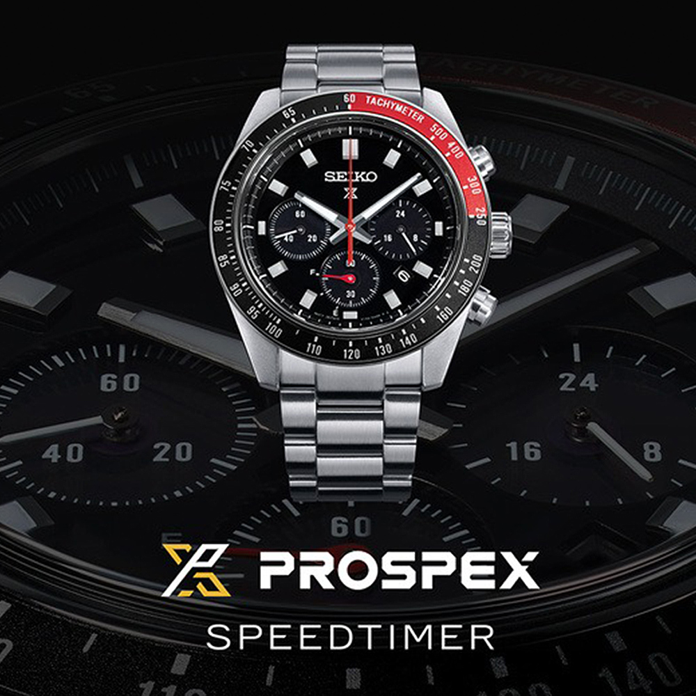 SEIKO 精工 PROSPEX Speed Timer太陽能計時錶/黑X紅/41.4mm (V192-0AH0D/SSC915P1)