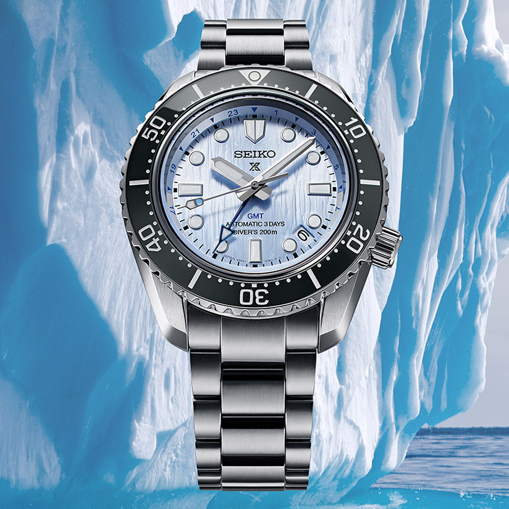 SEIKO 精工 Prospex 三日鍊 110周年限量 GMT 潛水機械錶 套錶-冰川藍(SPB385J1/6R54-00C0B)