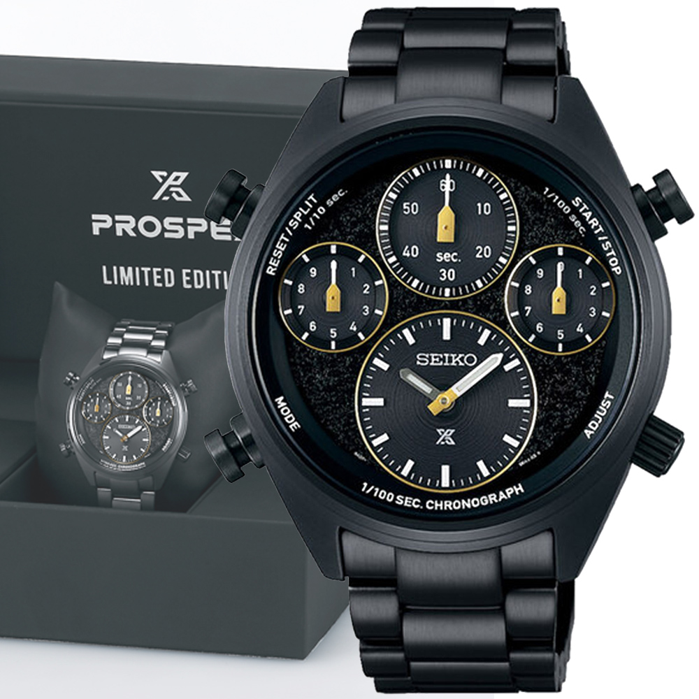 SEIKO 精工 PROSPEX 世界田徑錦標賽限量款 太陽能計時腕錶-黑42mm(SFJ007P1/8A50-00B0SD)