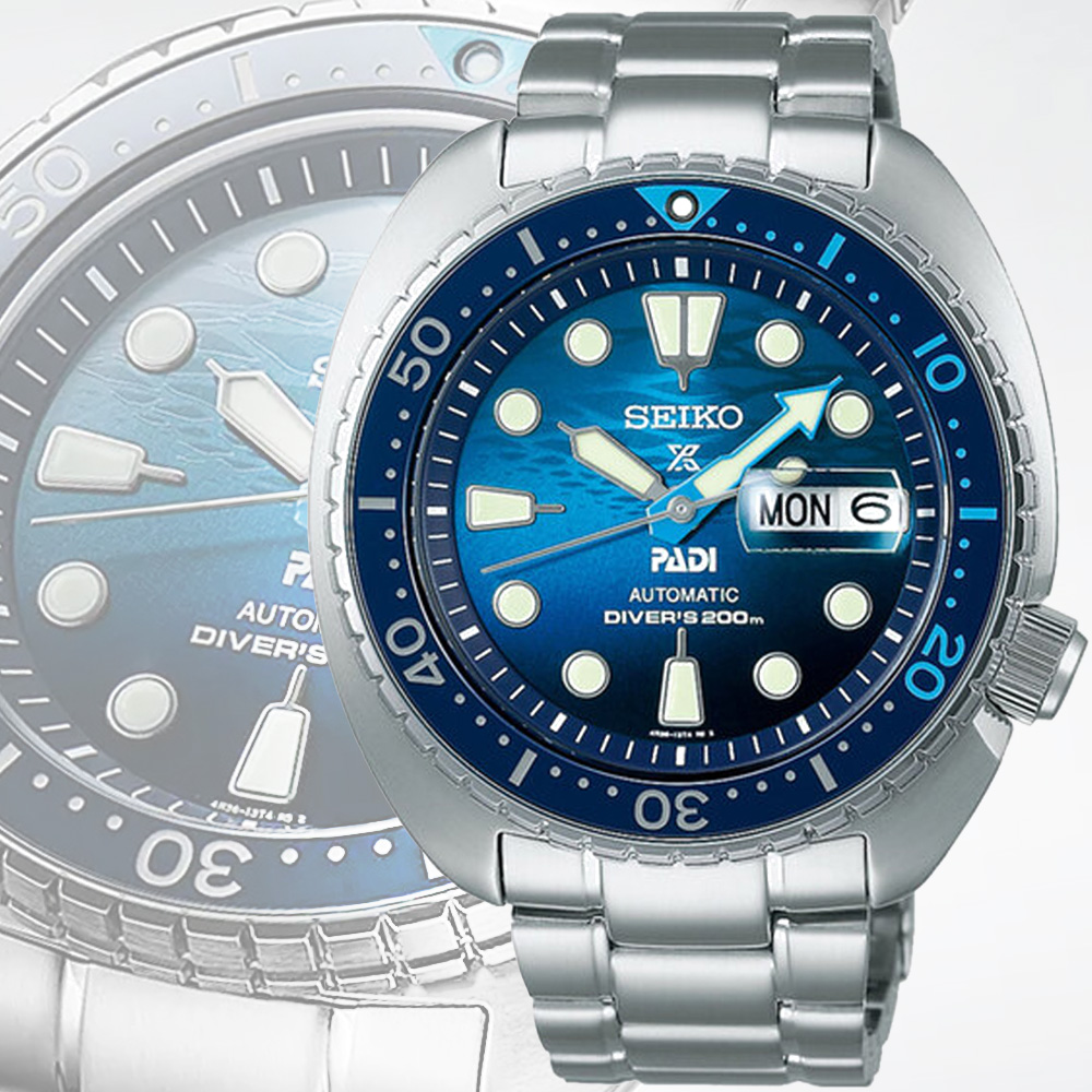 SEIKO 精工 PROSPEX PADI 海龜 陶瓷錶圈200米潛水機械錶-藍45mm(SRPK01K1/4R36-06Z0F)