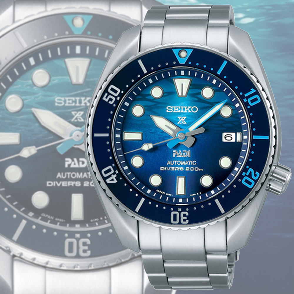 SEIKO 精工 PROSPEX PADI SUMO 陶瓷錶圈200米潛水機械錶-藍45mm(SPB375J1/6R35-02C0U)