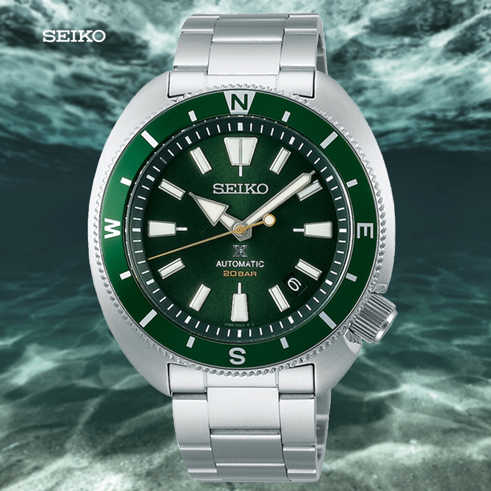 SEIKO 精工 PROSPEX 陸龜 200米潛水機械錶-42.4mm 綠色(SRPH15K1/4R35-04Y0U)