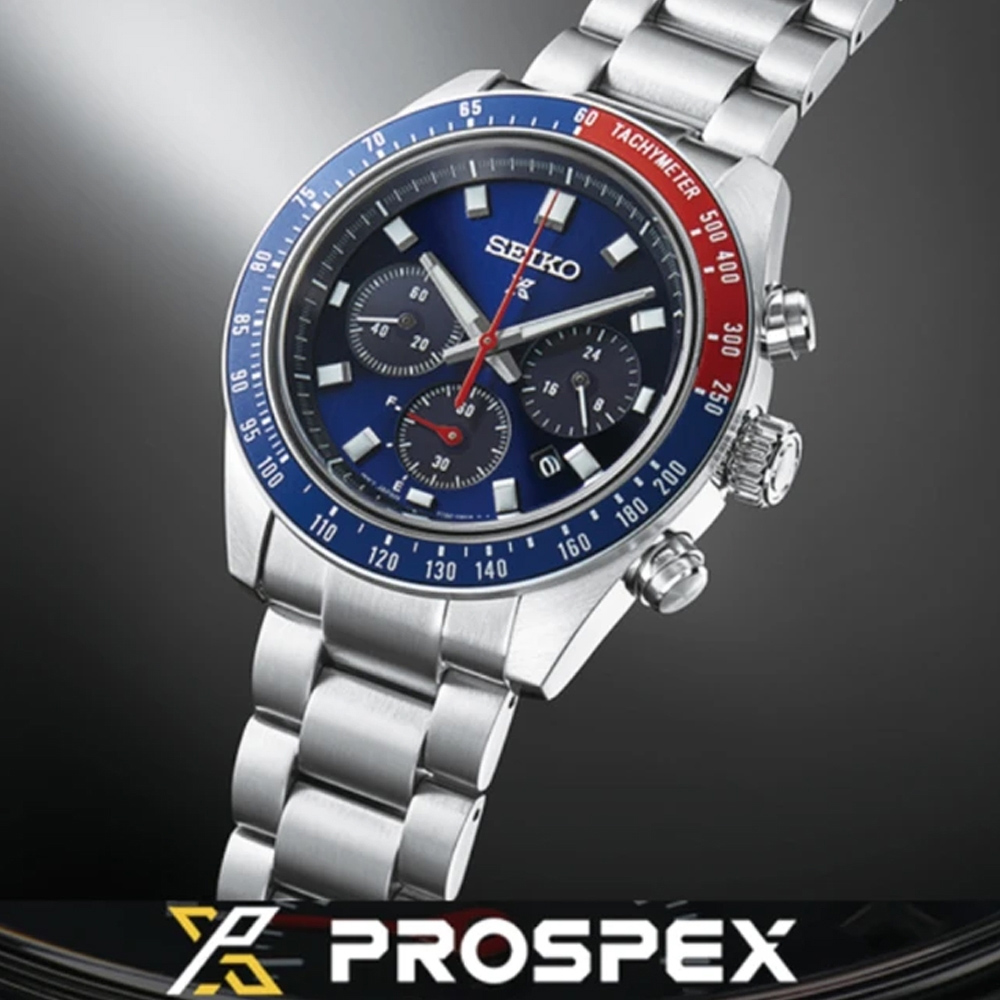 SEIKO精工 Prospex SpeedTimer 太陽能計時腕錶-藍紅41.4mm(SSC913P1/V192-0AH0B)