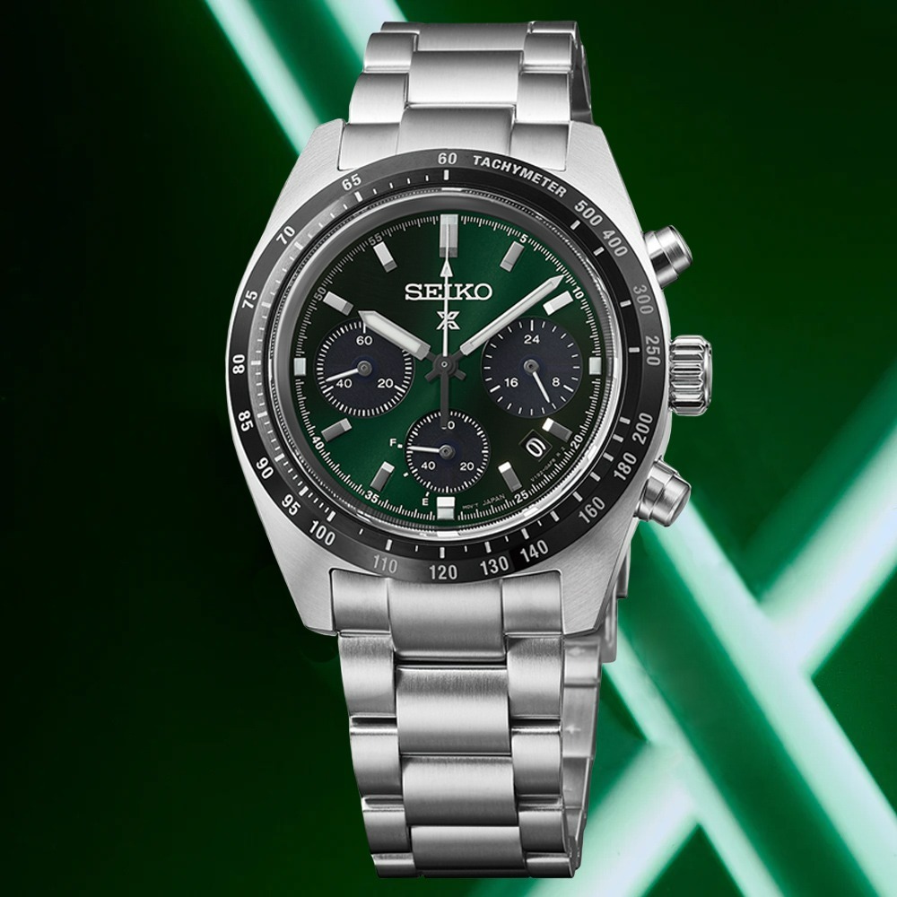 SEIKO精工 PROSPEX SPEEDTIMER 太陽能 綠熊貓 計時腕錶 V192-0AF0G/SSC935P1