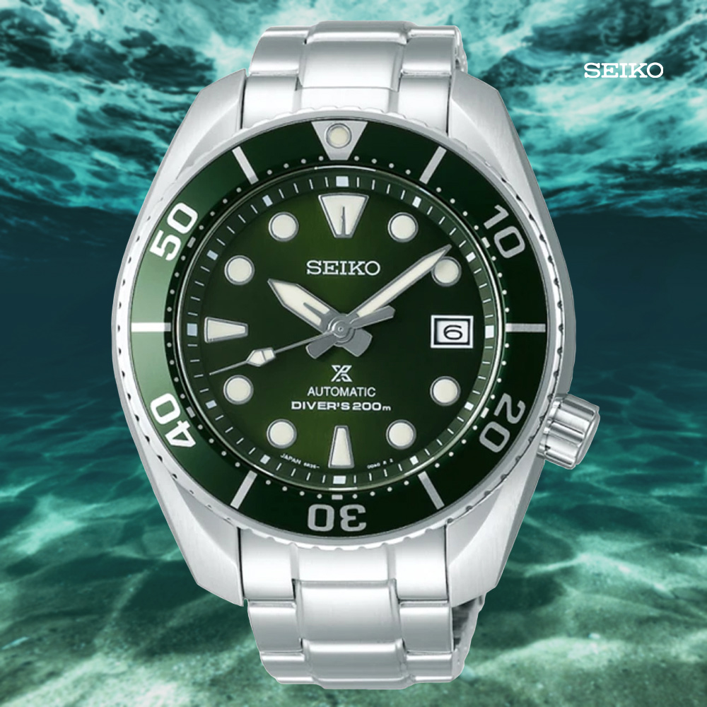 SEIKO 精工 PROSPEX DIVER SCUBA 200米潛水機械錶-綠面45mm(SPB103J1/6R35-00A0G)