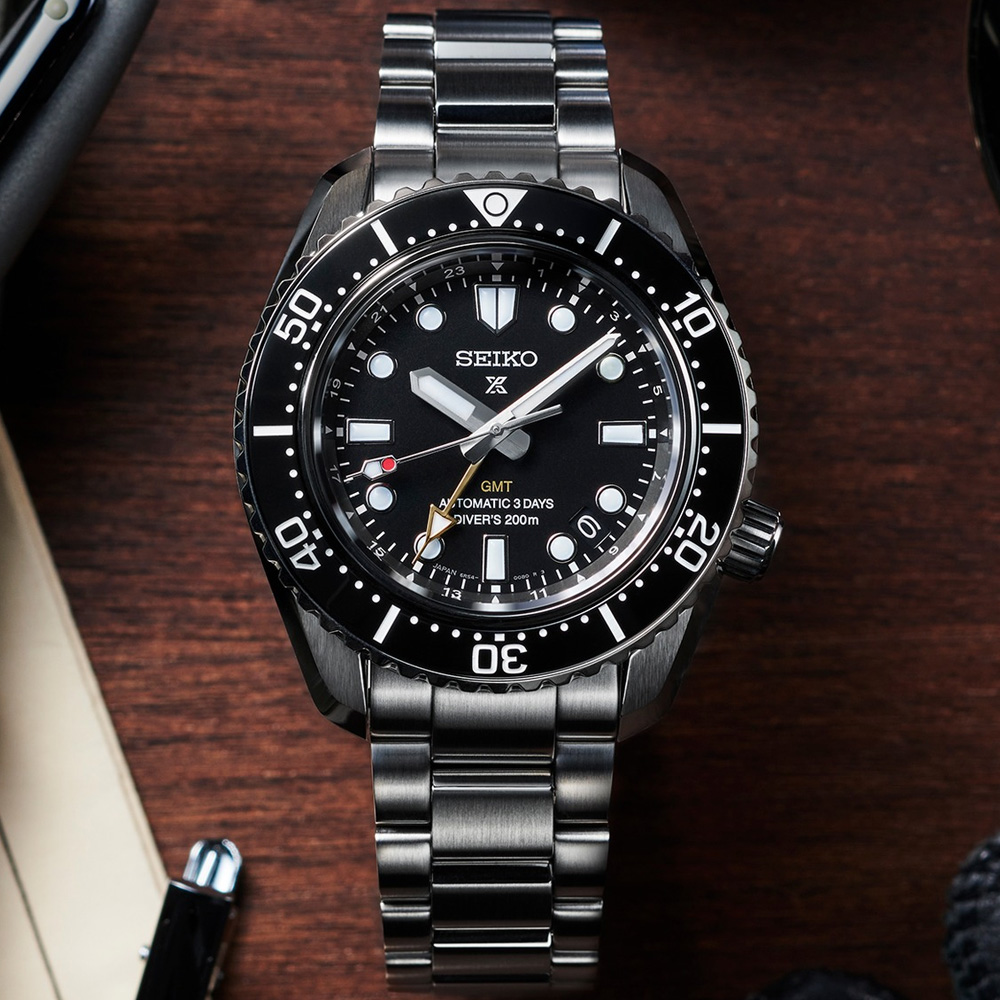 SEIKO精工 PROSPEX系列 三日鍊 陶瓷圈 GMT潛水機械腕錶 42mm (6R54-00D0D/SPB383J1)