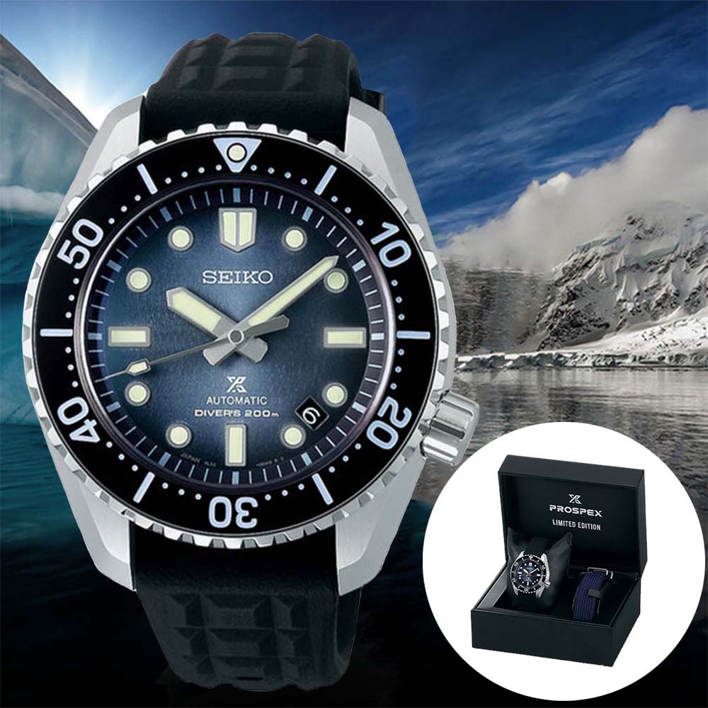 SEIKO精工 PROSPEX系列 愛海洋限量款 南極冰蓋 潛水機械腕錶 42.6mm (8L35-01K0B/SLA055J1)