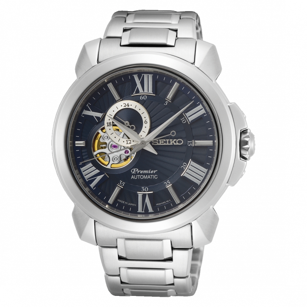 SEIKO Premier 羅馬鏤空設計機械時尚腕錶4R39-00S0B(SSA415J1)