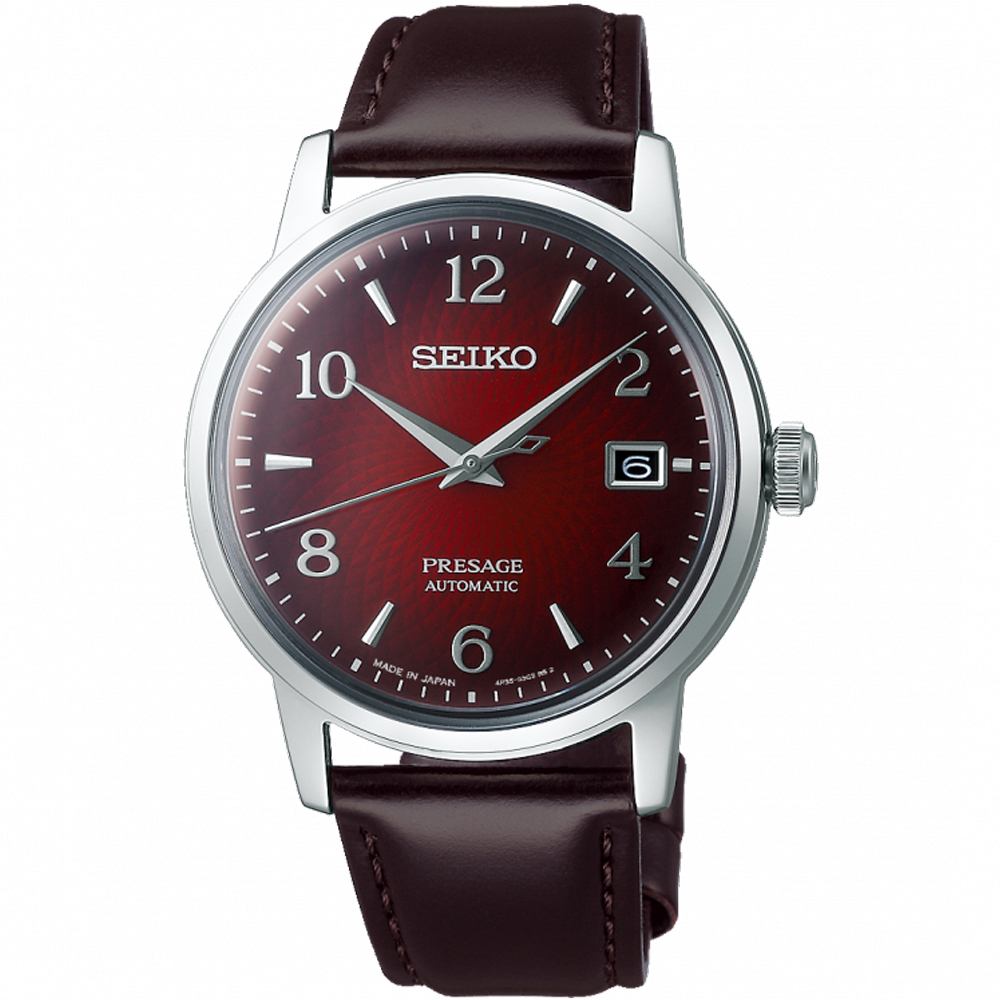 SEIKO 精工 雞尾酒系列扭索紋機械錶/酒紅/38.5mm (4R35-04A0R/SRPE41J1)