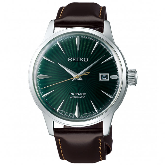 SEIKO 精工 Presage 調酒師紳士風範機械錶-咖啡x綠/40.5mm 4R35-01T0M(SRPD37J1)