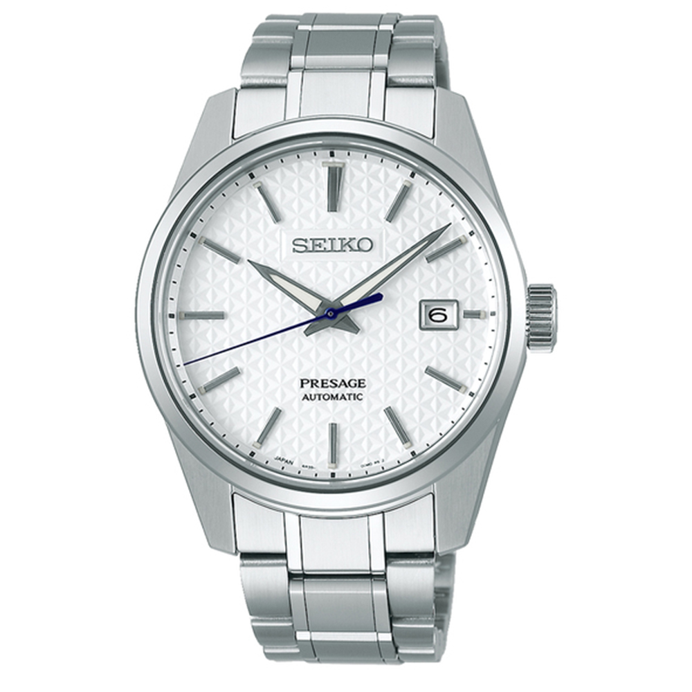 《SEIKO》精工 Presage 菱格立體面 鋼錶帶機械男錶 SPB165J1 /6R35-00V0S 白 39.3mm