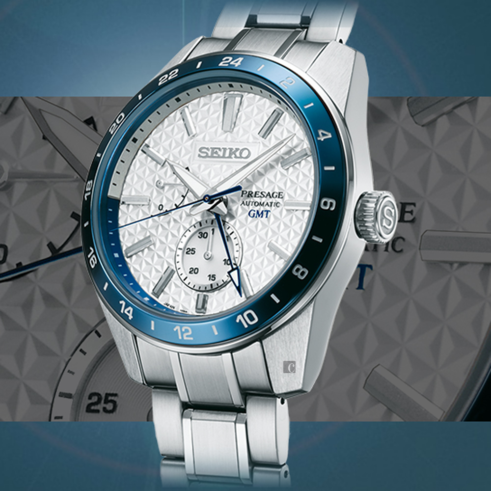 SEIKO精工 Presage 140週年 新銳系列 GMT 限量機械錶-42.2mm 6R64-00D0S(SPB223J1)