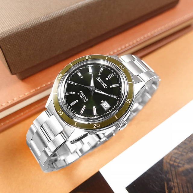 SEIKO 精工 / 4R35-05A0G / PRESAGE 復刻60年代 機械錶 自動上鍊 不鏽鋼手錶 墨綠色 41mm