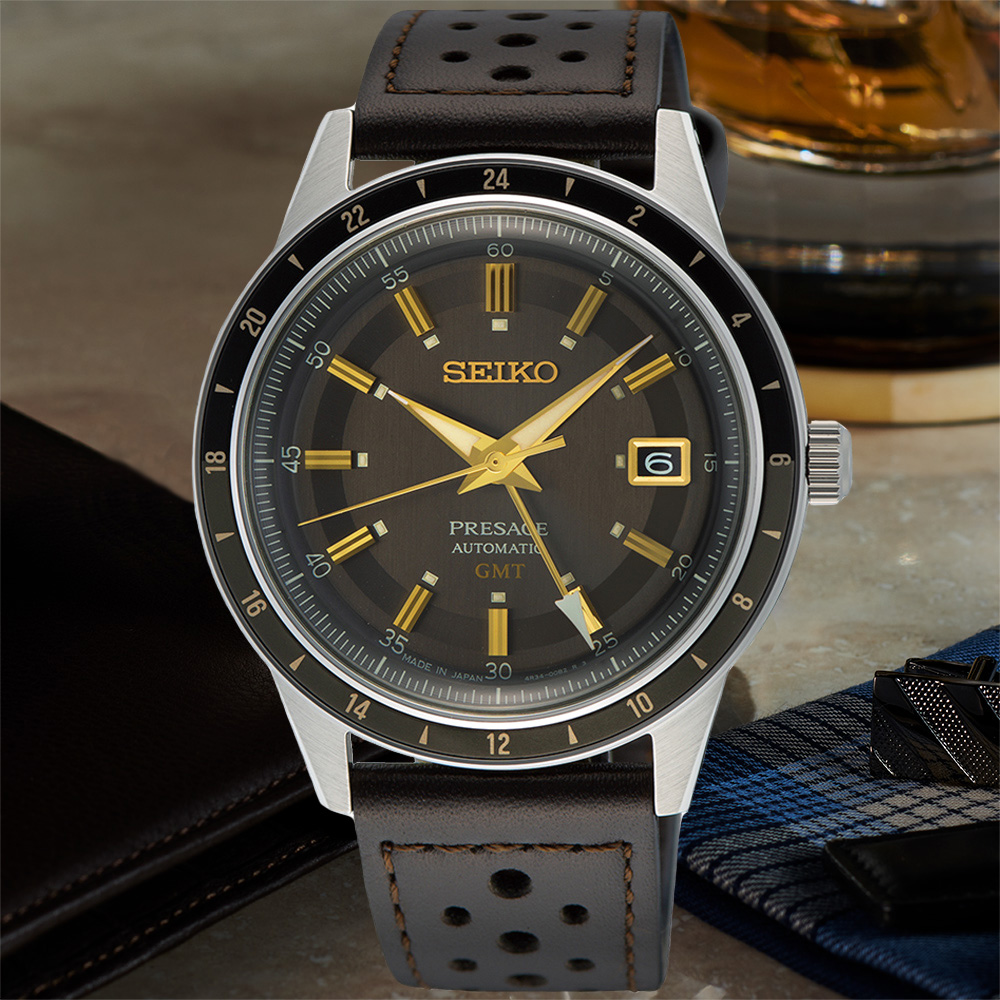 SEIKO 精工 PRESAGE系列 Style 60s 復刻60年代 GMT機械腕錶 (SSK013J1/4R34-00B0J)