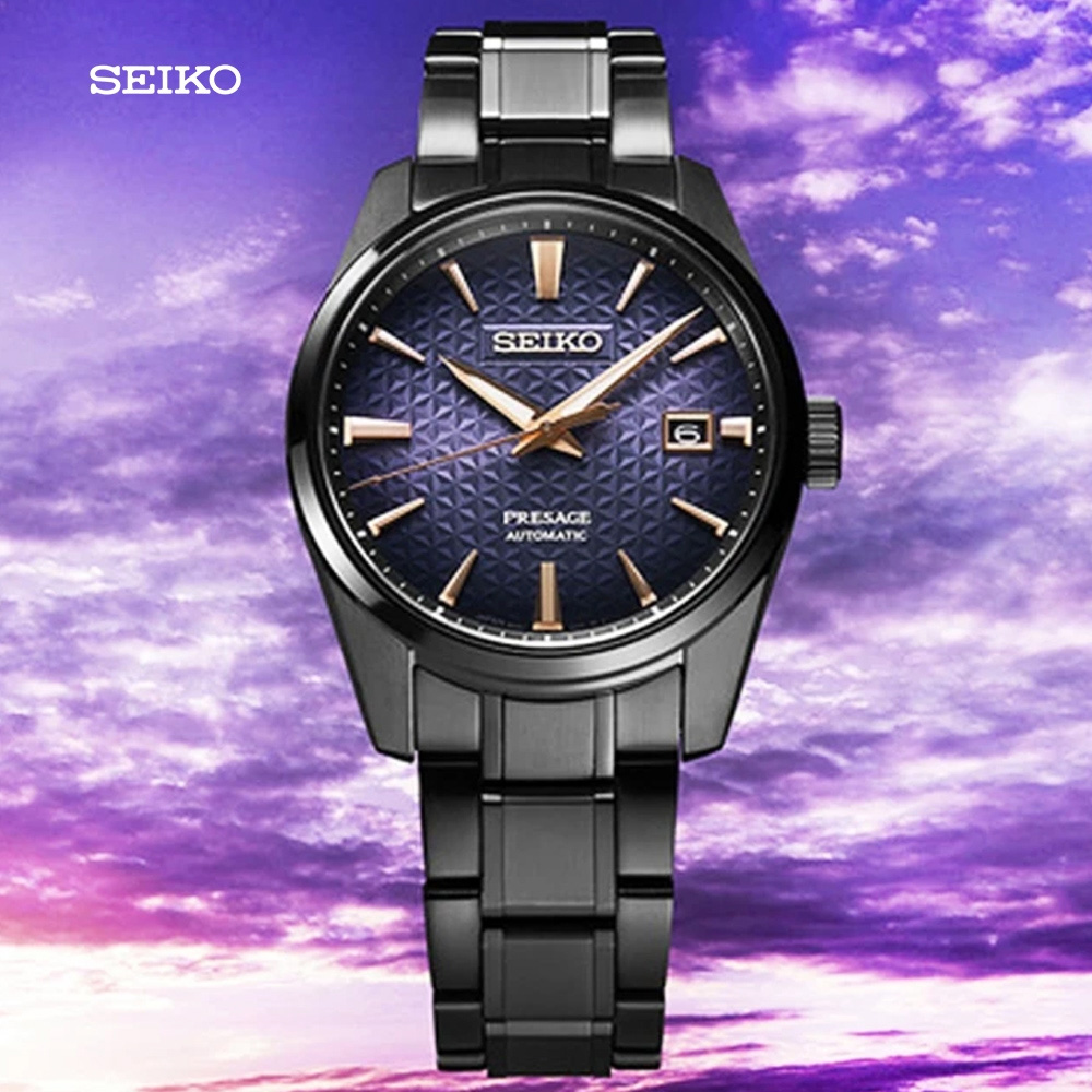 SEIKO 精工 Presage限量款 曙光 麻葉設計錶盤紫色調機械錶-39.3mm(SPB363J1/6R35-02T0SD)