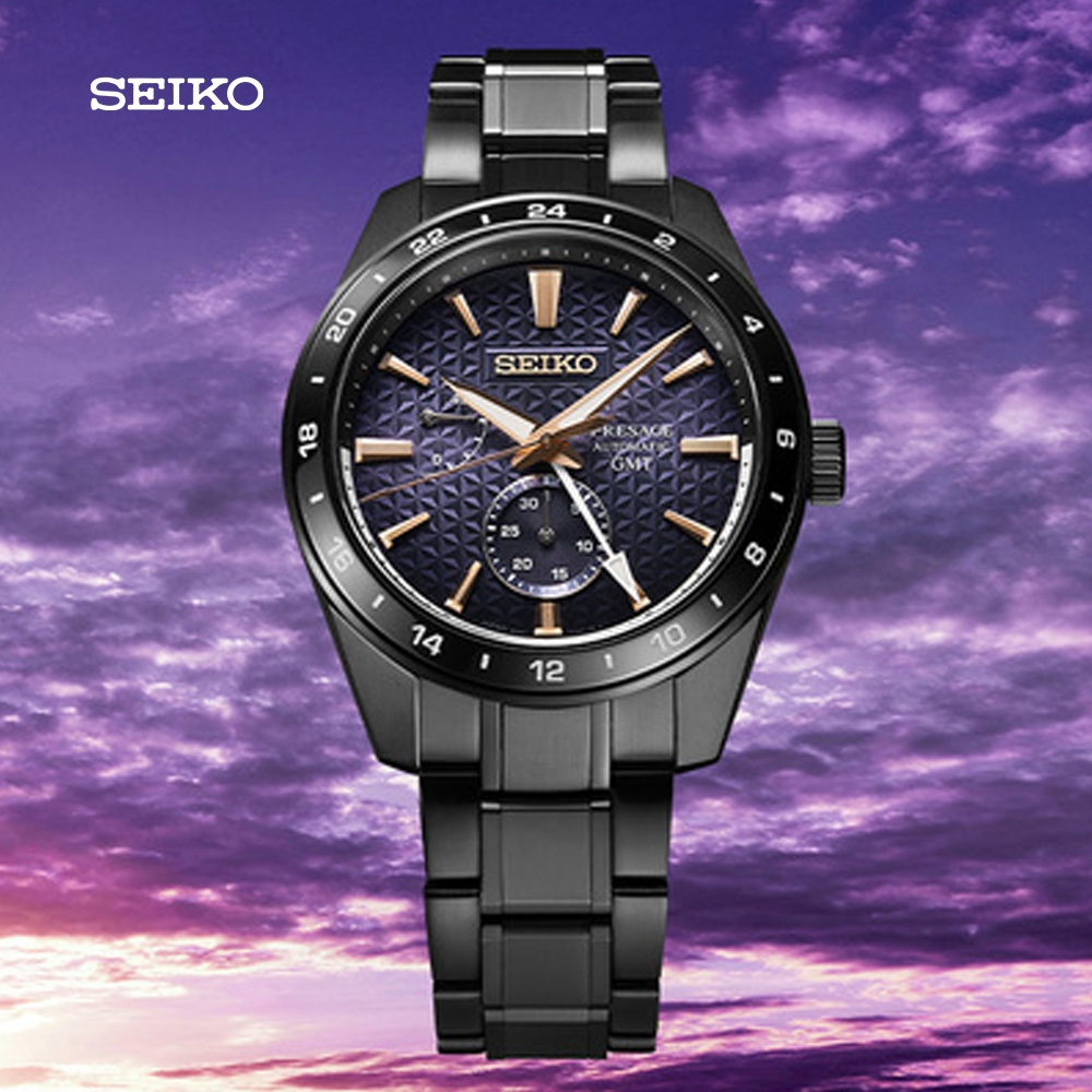 SEIKO 精工 Presage限量款 曙光 麻葉設計錶盤紫色調機械錶-42.2mm (SPB361J1/6R64-00L0SD)