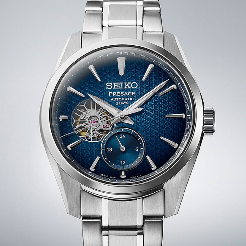 SEIKO精工 PRESAGE系列 新銳系列 三日鍊 開芯機械腕錶 40.2mm (6R5J-00A0B/SPB417J1)