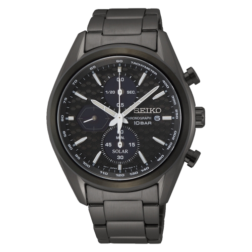 SEIKO 運動計時黑鋼太陽能腕錶V176-0BH0SD(SSC773P1)