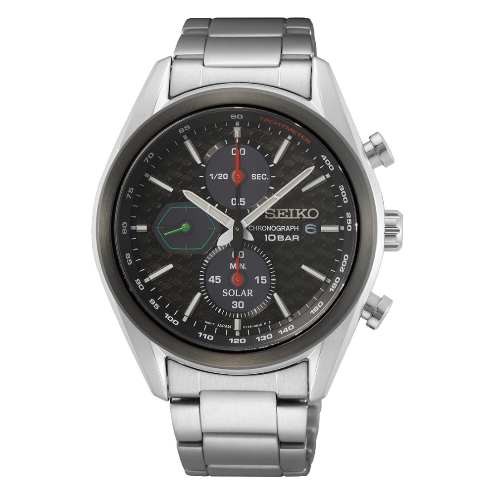 SEIKO 運動計時黑麵太陽能腕錶V176-0BH0D(SSC803P1)