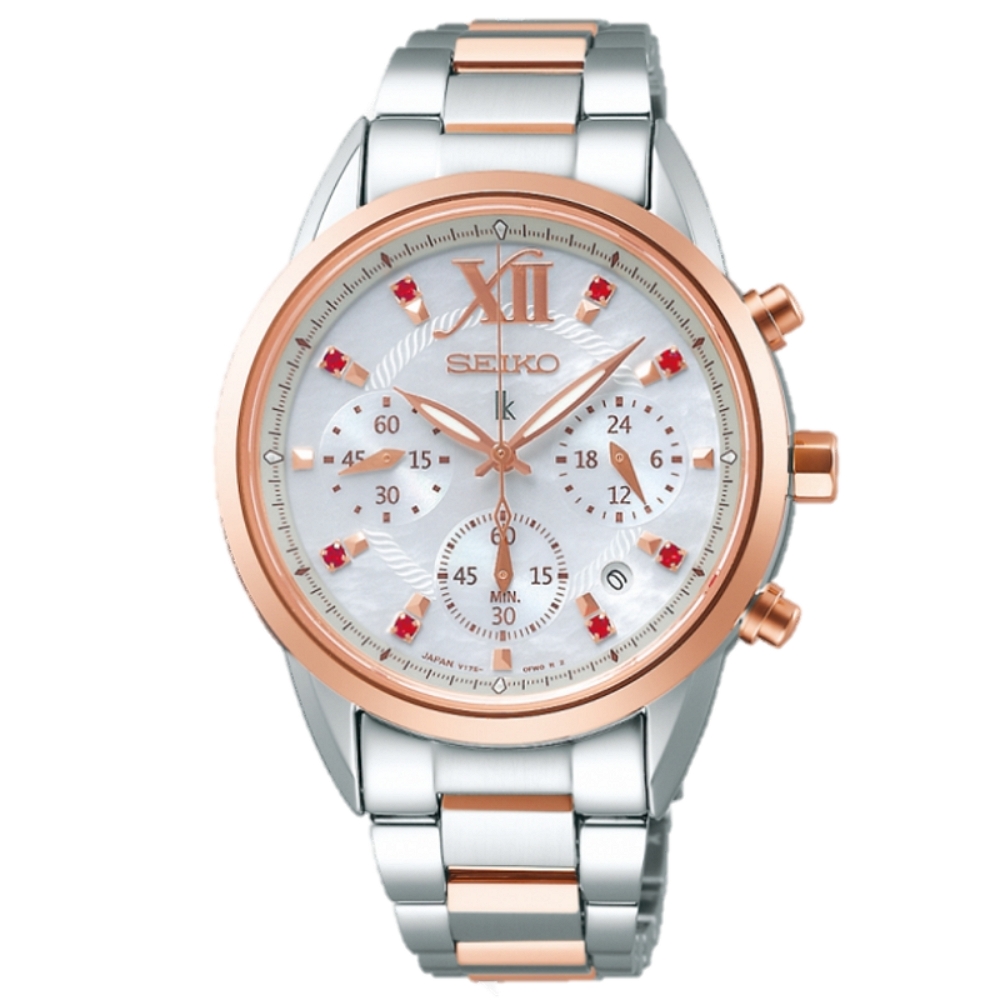 SEIKO 精工 限量款 LUKAI系列 珍珠母貝面 太陽能 時尚計時腕錶 (SSC824J1/V175-0EW0G)