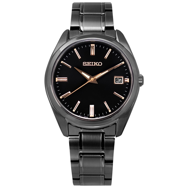 SEIKO 精工 / 6N52-00A0SD.SUR511P1 / 簡約時尚 藍寶石水晶玻璃 日期 不鏽鋼手錶 鍍黑 40mm