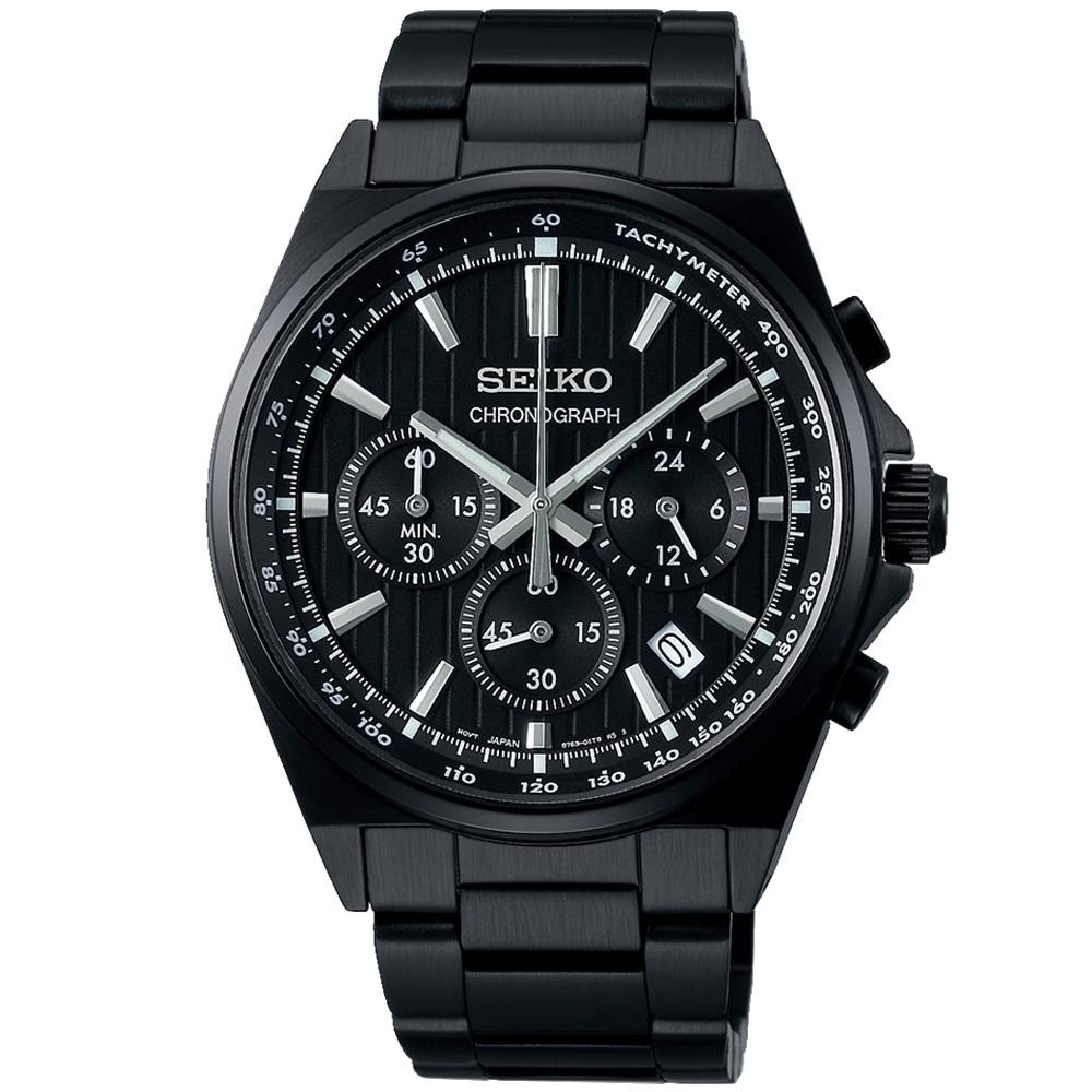 SEIKO精工 CS系列 條紋設計三眼計時手錶SBTR037J/8T63-01T0SD