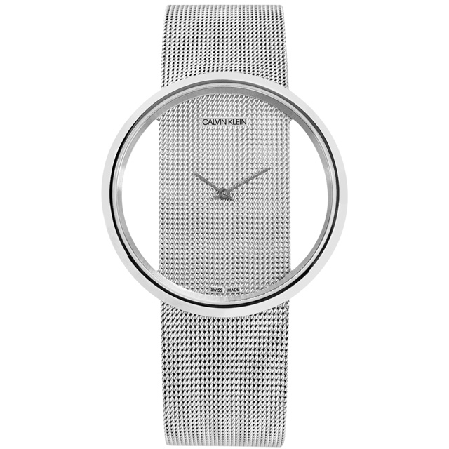 CK / K9423T27 / 簡約時尚 瑞士機芯 鏤空設計 米蘭編織不鏽鋼手錶 銀色 42mm