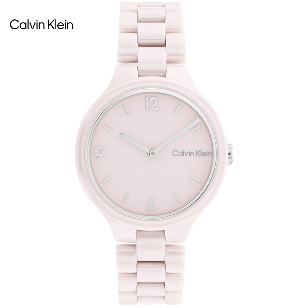 Calvin Klein 簡約時尚陶瓷腕錶/粉/32mm/CK25200077