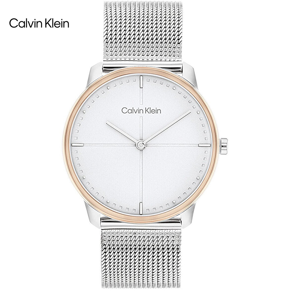 Calvin Klein 都會時尚米蘭帶腕錶/銀X玫瑰金/35mm/CK25200157