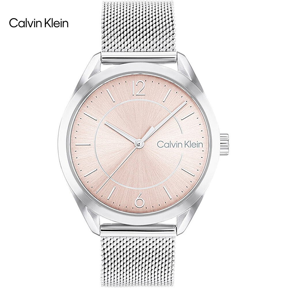 Calvin Klein 簡約時尚米蘭帶腕錶/粉X銀/36mm/CK25200193
