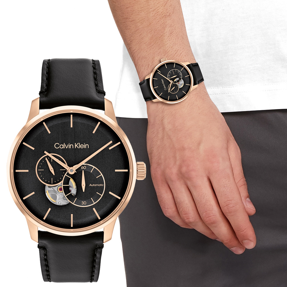 Calvin Klein CK 紳士小鏤空機械手錶-42mm 25200074